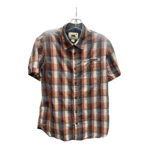 Dakota Grizzly Men's Orange Plaid Flannel Shirt Outdoors Large Short Sleeve Hike